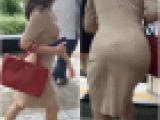《これぞ！美クビレ！！》 No.1304【お上品な美人キャリアウーマンのパンティー透けるタイトワンピース姿】