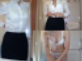 【脱衣所で服を脱ぐ】☆黒パンスト姿の下半身でエロさ増々OLさん！（2画面）