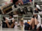 前代未聞の盗撮バレ！女子学生大胆開脚パンチラ動画