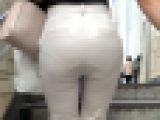 【透け透けパンツ】最高のデカ尻白パンツ！くっきりパンティーラインを見ながら精子をぶっかける準備！【546】