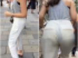 《貧乳！？それがまたイイんです！！》 No.1694【モデル風極上お姉さんの白パンツ着衣尻】