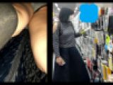 【 スマホで逆さ撮り97】ロンスカなのに上薄着の？女子　気になってスカート内撮ったらエロいハイソ越し生パンだった【素人盗撮】