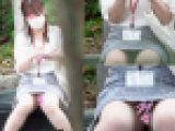 【美人OLパンチラ】公園で休憩中にうっかり見える白色おパンツ【胸元・脇見せ】