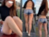 高画質 まさかの短パン直ばき２！街を歩くデカ尻美人