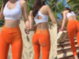 2K動画 オレンジレギンス超美人のピタ尻とマンスジ！２