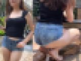 【フルHD】肉厚デカ尻美人 突然のしゃがみでハミ尻