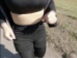 KカップJD 野外ジョギング姿で野外手コキ＆パイズリ