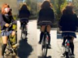 【風チラ】J◯自転車パンチラ