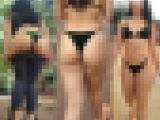 高画質 プールの裏で脱ぎ脱ぎ Ｔバックのビキニ尻！