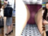 4K bomb548 色白美肌生足お姉さんのワインレッドパンティ　逆さ直下