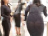 高画質 お買い物中の巨乳透け尻タイトスカート