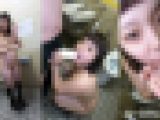 【ト○横娘のザーメン処理便器バイト】すぐ外に人が行き交う多目的トイレで全裸になり大好きな中年黒チンポを夢中でバキューム搾精♪