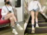 お尻が見えてしまいそうな短いホットパンツで脚を組む色白美人（後編）