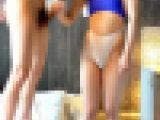 ハイレグ美女の手コキ