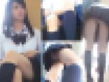 【電車対面パンチラ盗撮 】ホームと電車内での制服美少女盗撮動画