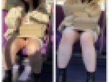 デルタゾーンから黒パン丸見え！　脚フェチ519 うたた寝する美人ギャル系お姉さんの対面エロ過ぎる生脚パンチラ美脚パート3