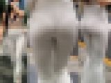 高画質 パンツ透けてます！白ピタパン美人２