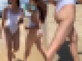 高画質 海水浴場のとんでもないハイレグ８！食い込み美尻