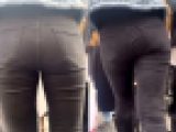 スキニーデニムパンツでヒップラインが魅力のスレンダー美女⑥