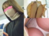 [4K]コーヒー教室2カメで逆さパンチラ vol.6 美脚女子大生はお尻も立派で薄ピンクPがしっかり密着！