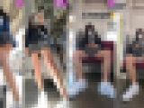 【縦型動画】ミニスカ制服娘は何色の生パンツ？ 2日連続盗撮電車（4）白パンツでM字開脚パンチラ編