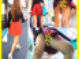 ◇◆◇露出度の激しいギャル系お姉さんを粘着し逆さ撮り！！◇◆◇