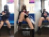 【縦型動画】ミニスカ制服追跡者（2）電車内対面パンチラ盗撮編