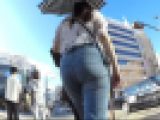日傘の爆ボンデニム尻　2分17秒