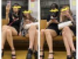 14分の長編シリーズ672 仲良し2人組みが朝の電車で開放生脚を披露。S級美人お姉さんの対面エロ過ぎる生脚美脚にズームイン！