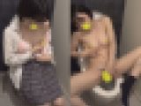デパートのトイレでこっそりオナニーしちゃうJK124