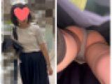 【素人のパンツを逆さ撮り】A1,ロンスカでパンチラ対策？関係ないね！無理矢理ブッコム！3人収録