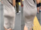 「魅力的な揺れ動き！グレーのマキシ丈ワンピ美女(1名)」