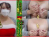 【個撮】パイズリ撮影会クリスマス編♪Gカップ美女×サンタコス♡