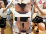 〔非コンプラ動画㉝〕アパレルスタッフ集団痴カン※ビ△■ズ○※谷（髪色ピンクセミロング、身長155cm前後、ミニスカ