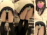 ◆鏡に反射してプリ尻丸見え！超ミニスカニーソ女子学生に起こった恥ずかしいパンチラ事件動画◆