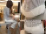 【音あり高画質】透け尻に透けパン美人 カフェの座り透け尻