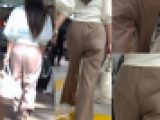 丸の内OLさん尻肉が上下左右に揺れる透ける□激写