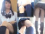 【電車対面パンチラ盗撮 】ホームと電車内での服美●女盗撮動画