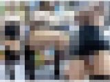 【顔出し】巨乳おっぱい丸見えのノーブラ美女♪超タイスカミニからハミ出る食い込みTバック尻が大胆過ぎます!!