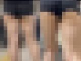 下尻がハミ出しすぎなムチムチセクシーお姉さん
